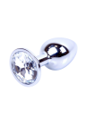 Klasyczny mini plug  z białym kryształem - srebrny