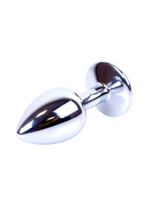 Klasyczny mini plug  z białym kryształem - srebrny