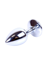 Klasyczny mini plug  z białym kryształem - srebrny