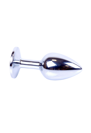 Klasyczny mini plug  z białym kryształem - srebrny