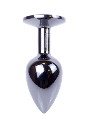 Klasyczny mini plug  z różowym kryształem, chromowy