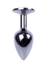 Klasyczny mini plug  z różowym kryształem, chromowy