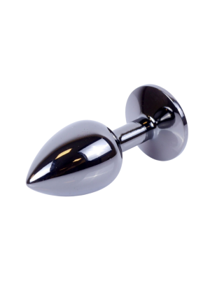 Klasyczny mini plug  z różowym kryształem, chromowy