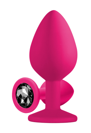 Różowy plug z ciemnym kryształem, medium