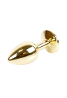 Klasyczny mini plug  z różowym kryształem, złoty