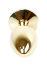 Klasyczny mini plug  z różowym kryształem, złoty