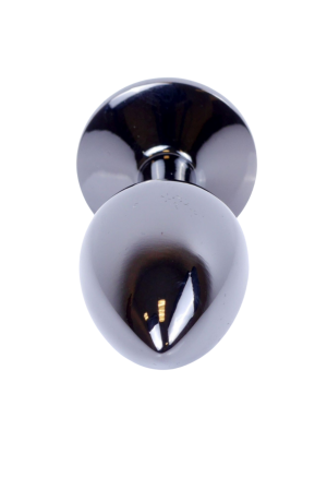 Klasyczny mini plug  z czarnym kryształem, chromowy