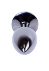 Klasyczny mini plug  z czarnym kryształem, chromowy