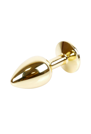 Klasyczny mini plug  z czarnym kryształem, złoty