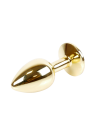 Klasyczny mini plug  z czarnym kryształem, złoty