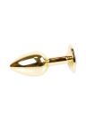 Klasyczny mini plug  z czarnym kryształem, złoty