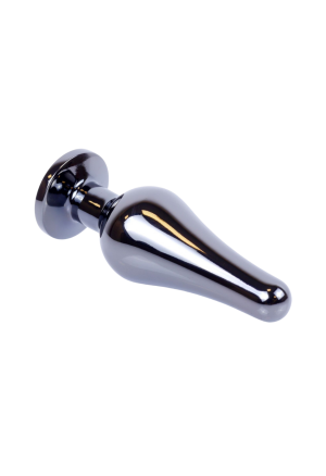Metalowy plug z różowym kryształem, chromowy