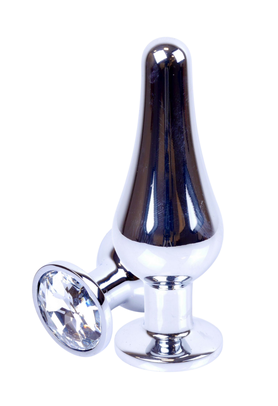 Metalowy plug z białym kryształem, srebrny Metalowy plug z białym kryształem, srebrny
