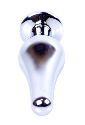 Metalowy plug z białym kryształem, srebrny