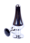 Metalowy plug z czarnym kryształem, srebrny