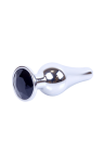Metalowy plug z czarnym kryształem, srebrny