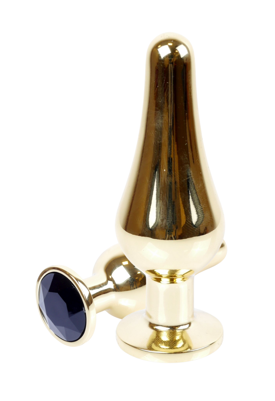 Metalowy plug z czarnym kryształem, złoty Metalowy plug z czarnym kryształem, złoty
