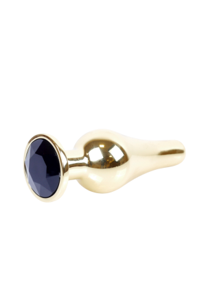 Metalowy plug z czarnym kryształem, złoty