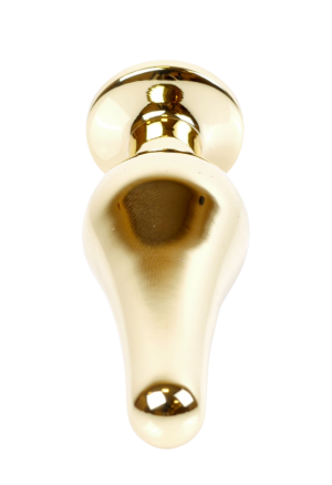 Metalowy plug z czarnym kryształem, złoty