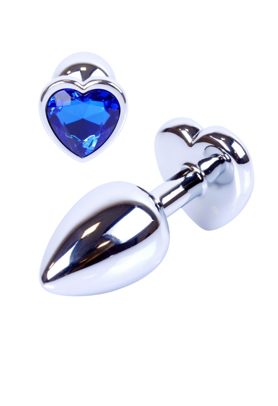 Metalowy plug - serce z szafirowym kryształem, stalowy Metalowy plug - serce z szafirowym kryształem, stalowy