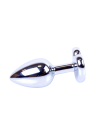 Metalowy plug - serce z rubinowym kryształem, stalowy