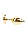 Metalowy plug - serce z różowym kryształem, złoty