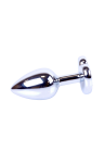 Metalowy plug - serce z różowym kryształem, stalowy