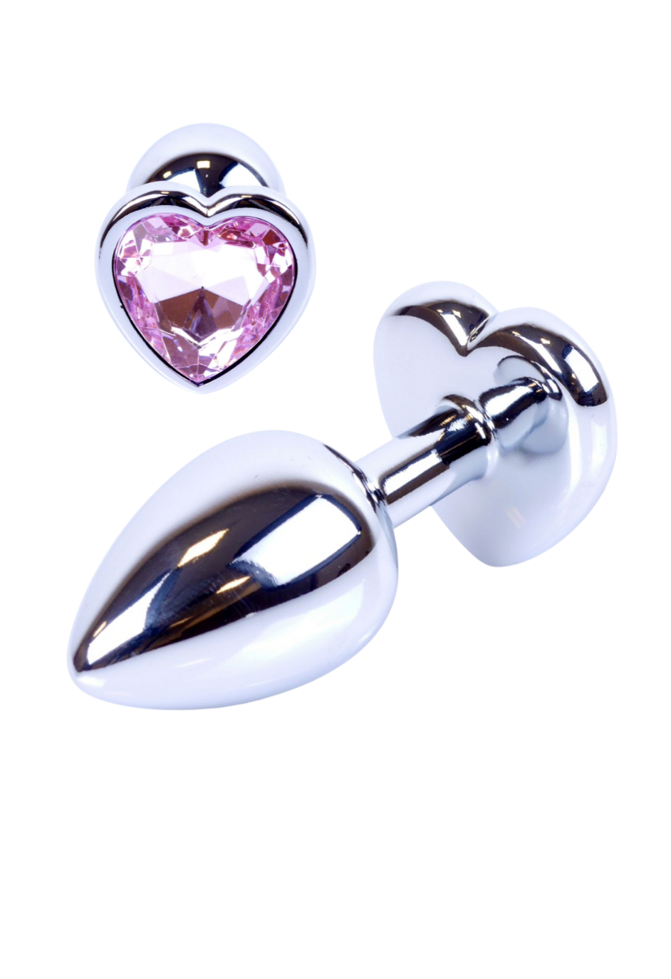 Metalowy plug - serce z różowym kryształem, stalowy Metalowy plug - serce z różowym kryształem, stalowy