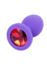 Fioletowy korek z czerwonym diamentem, silikonowy, rozm. M