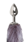 Aluminiowy srebrny plug, lisi ogon, długa, srebrzysta kita  - 45 cm