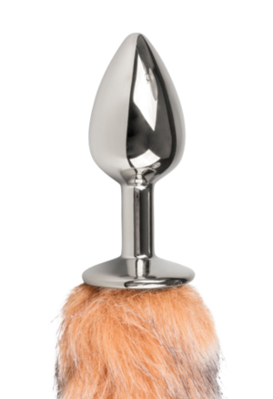 Metalowy srebrny plug - lisi ogon 34 cm.