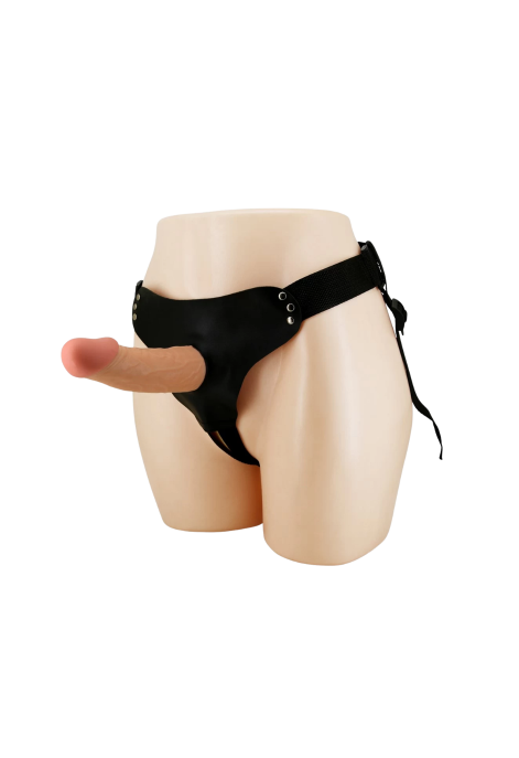 Strapon dla mężczyzn, z żylastym penisem z miękkiego materiału - 17,5 cm