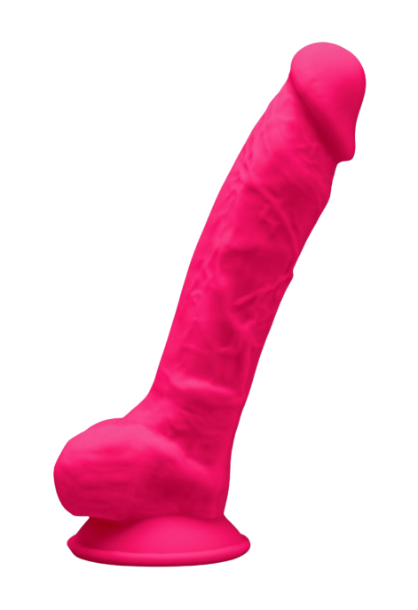 Termoaktywne dildo z jądrami w kolorze różowym - 17,5 cm