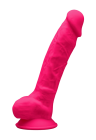 Termoaktywne dildo z jądrami w kolorze różowym - 17,5 cm