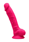 Termoaktywne dildo z jądrami w kolorze różowym - 17,5 cm