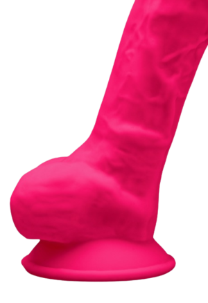 Termoaktywne dildo z jądrami w kolorze różowym - 17,5 cm