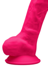 Termoaktywne dildo z jądrami w kolorze różowym - 17,5 cm