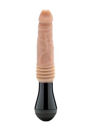 Dildo z ruchem posuwistym, rotacją i wibracjami