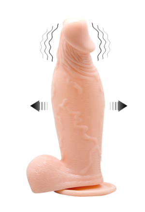 Cieliste, pompowane dildo z wibracjami i pilotem