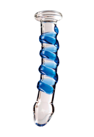 Szklane dildo analno-waginalne ze spiralną strukturą