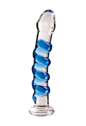 Szklane dildo analno-waginalne ze spiralną strukturą