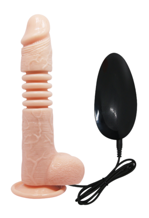 Dildo z ruchem posuwistym i rotacyjnym z przyssawką