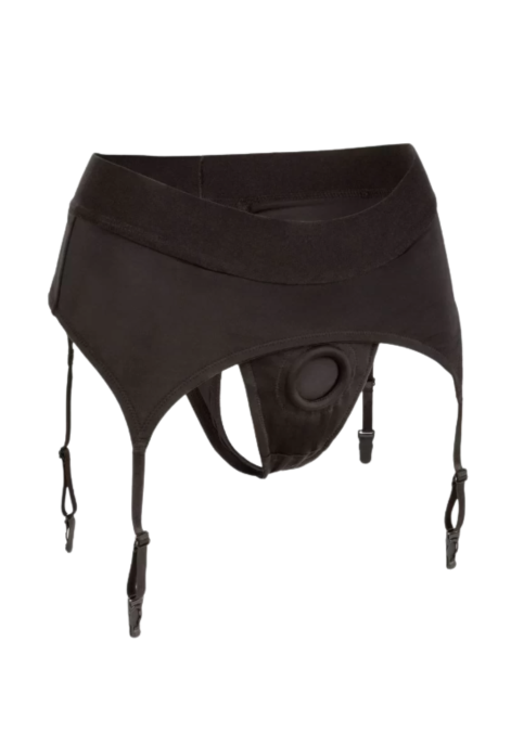 Wygodny, bieliźniany strap on z pasem do pończoch S/M