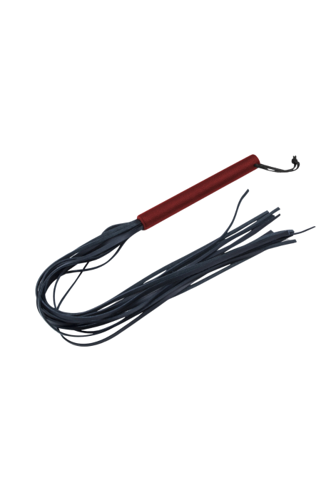 Ekskluzywny, skórzany, czarno-czerwony pejcz -  80 cm