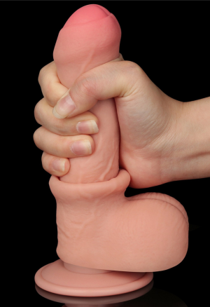 Realistyczne dildo z przesuwną skórką - 18 cm