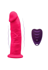 Różowe dildo z mocnym i cichym silnikiem sterowany pilotem - 17 cm