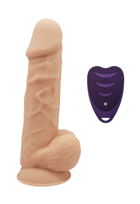 Wibrujące dildo z silikonu o podwójnej gęstości sterowane pilotem - 21,5  cm