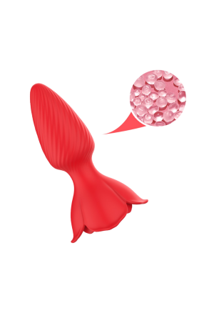 Wibrujący korek analny w kształcie róży z funkcją rotacji