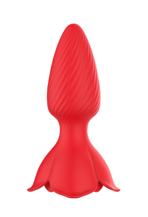 Wibrujący korek analny w kształcie róży z funkcją rotacji