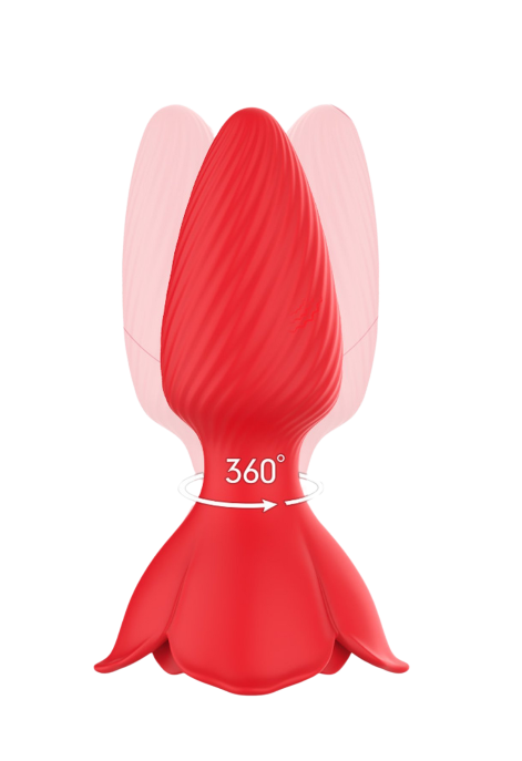 Wibrujący korek analny w kształcie róży z funkcją rotacji